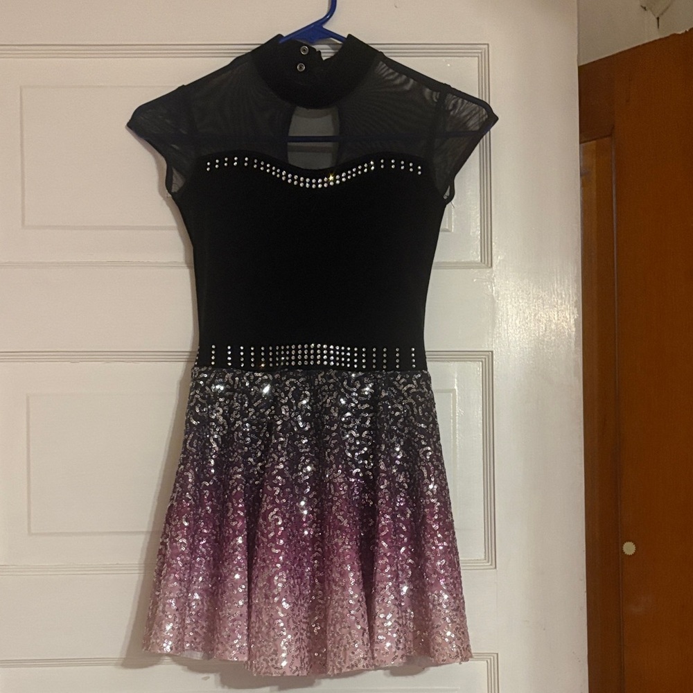Weissman Black and Pink Sequin Dance Costume